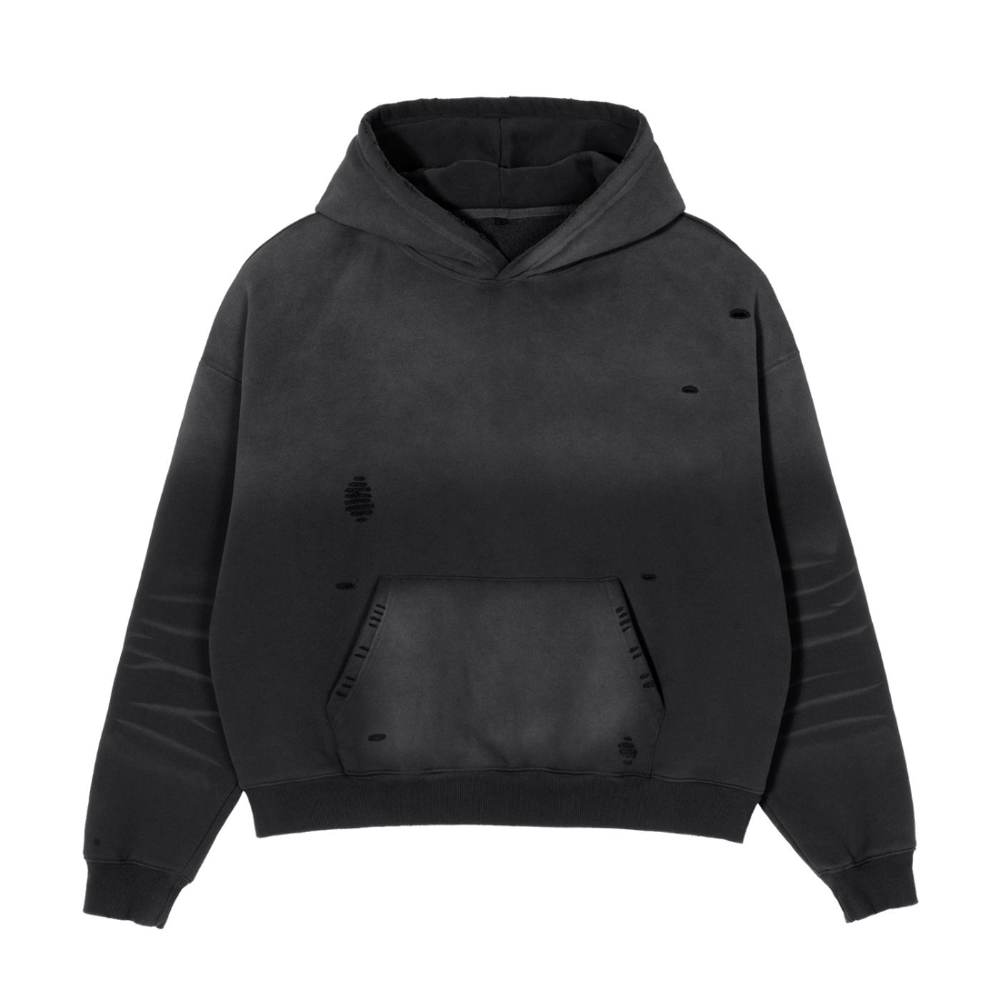 RIVV Stay Loud In Silence Frayed Sunfade Boxy Hoodie