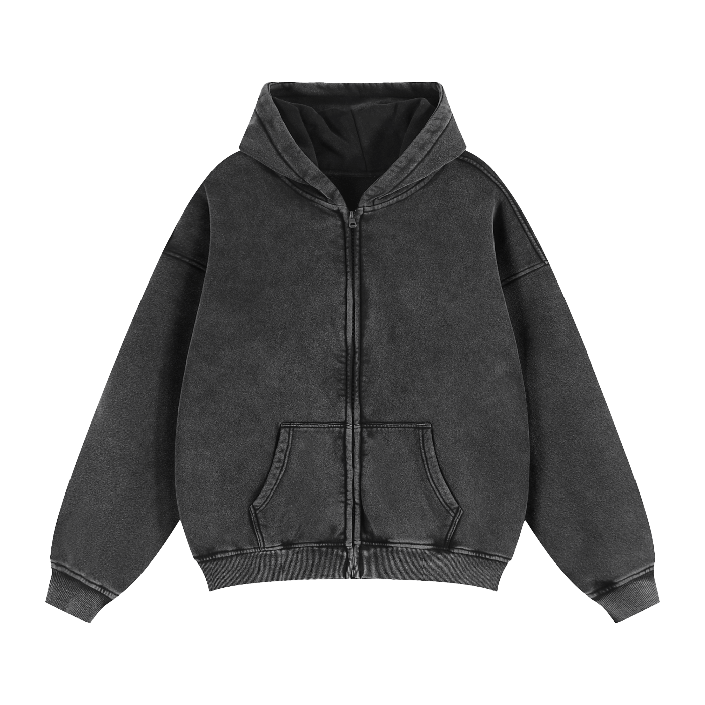 RIVV Cropped Zip Black Wash