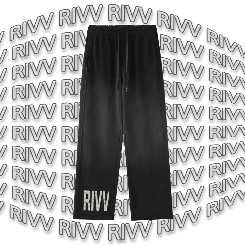 RIVV Washed Gradient Straight-Leg Sweatpants