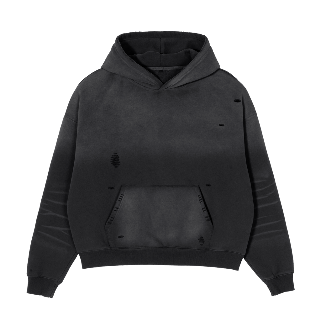 RIVV Stay Loud In Silence Frayed Sunfade Boxy Hoodie