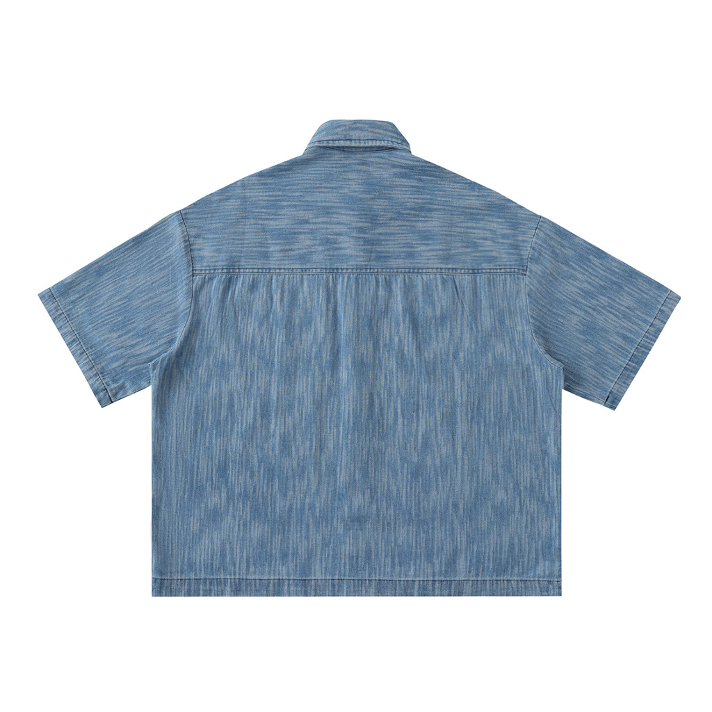RIVV Distressed Dice Denim Button Up