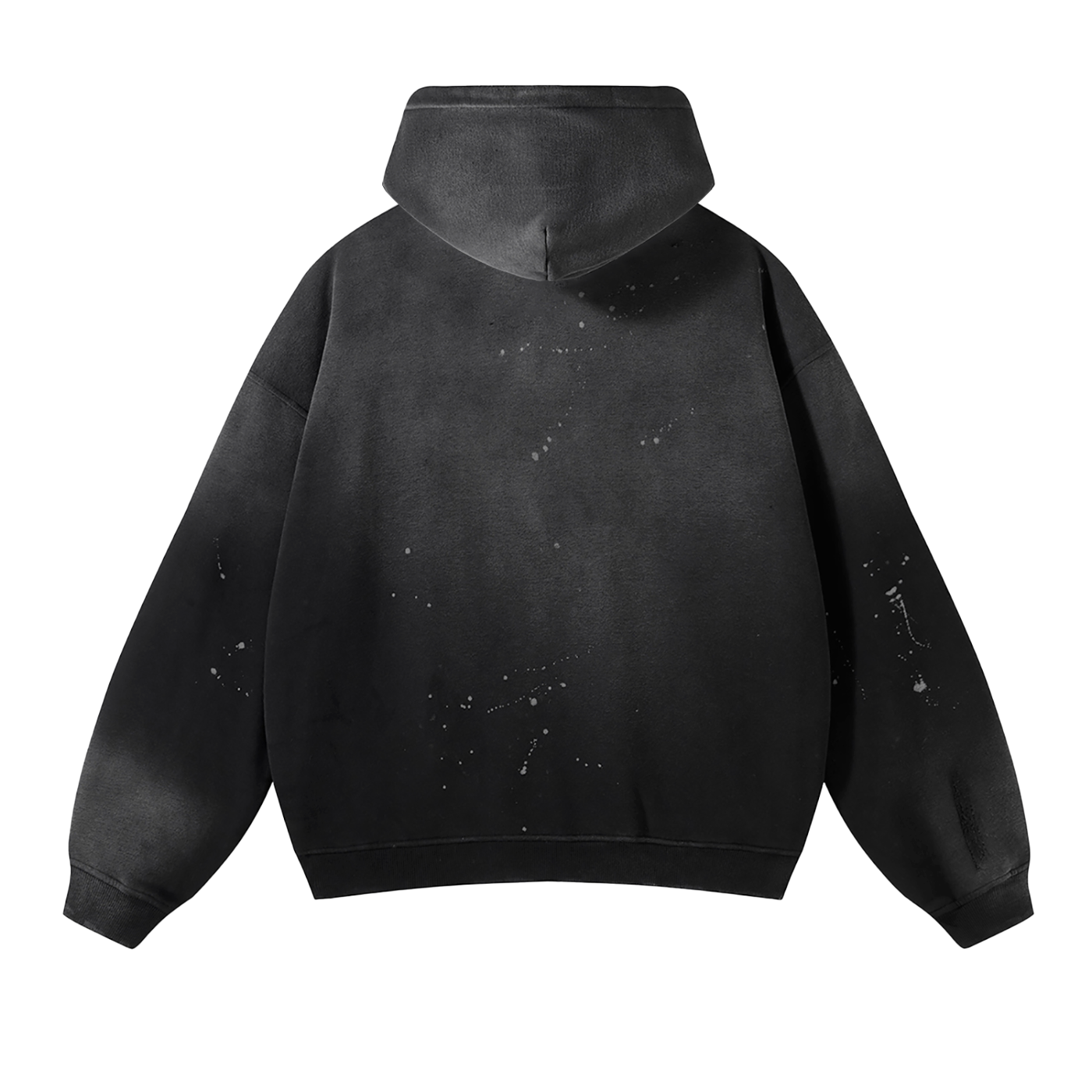 RIVV Black Paint Splatter Distressed Hoodie - 360 GSM
