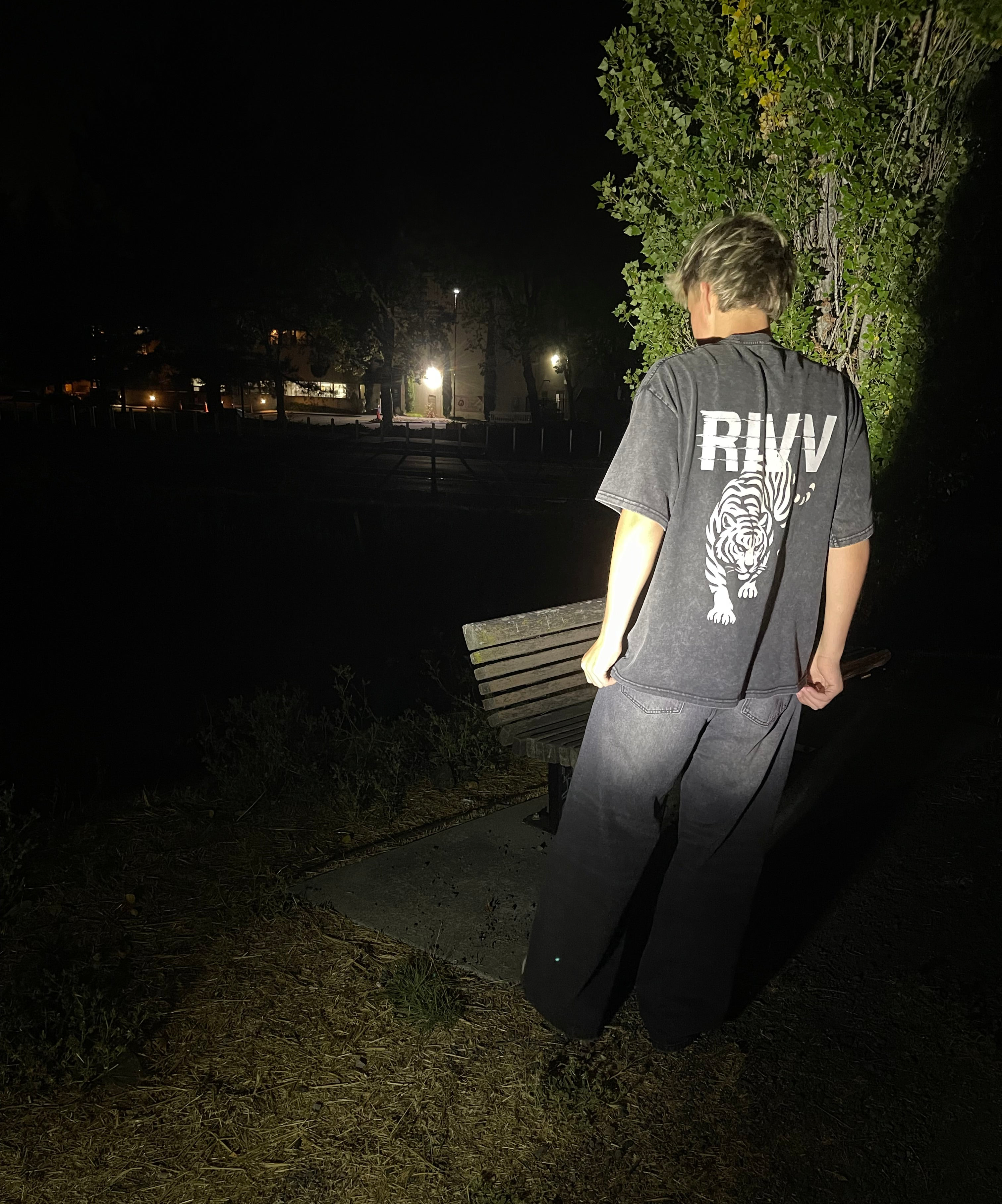 Mens Baggy Washed Black Denim