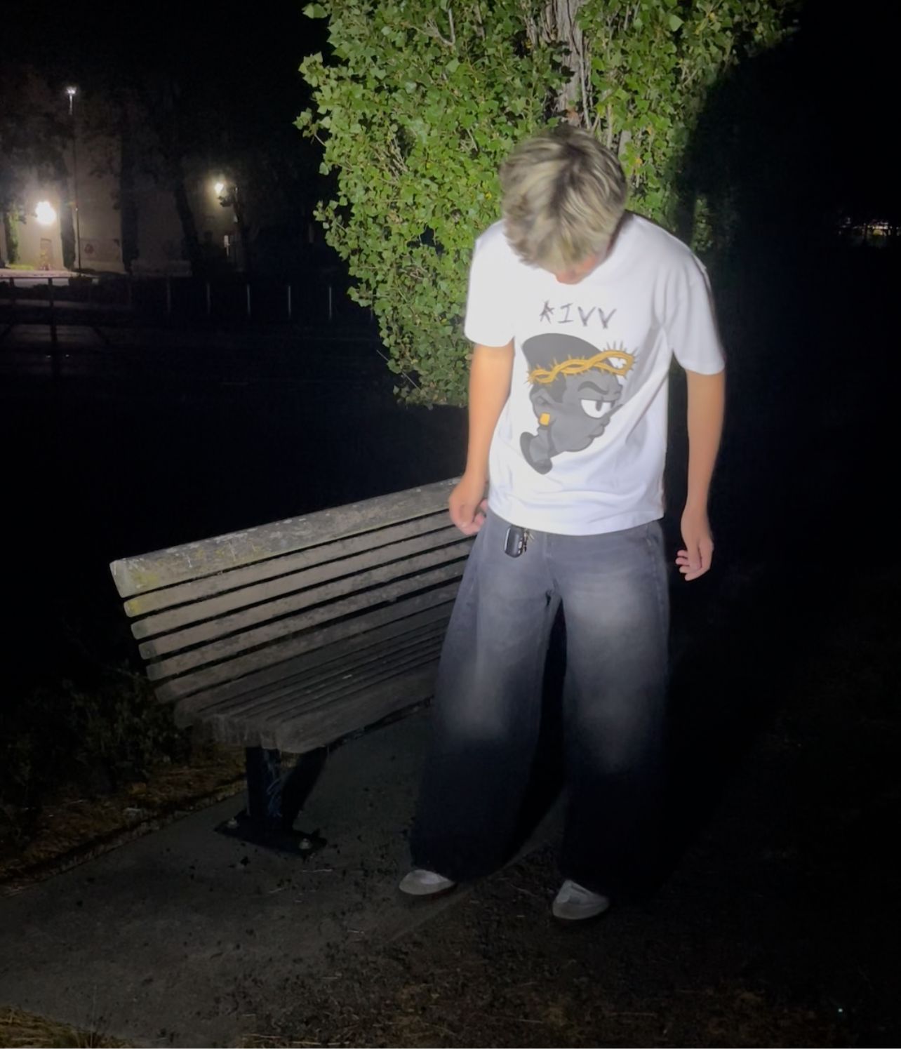 Mens Baggy Washed Black Denim