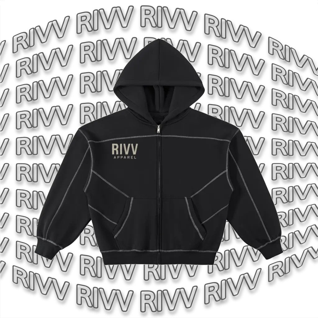 RIVV Stitched Boxy Zip Hoodie