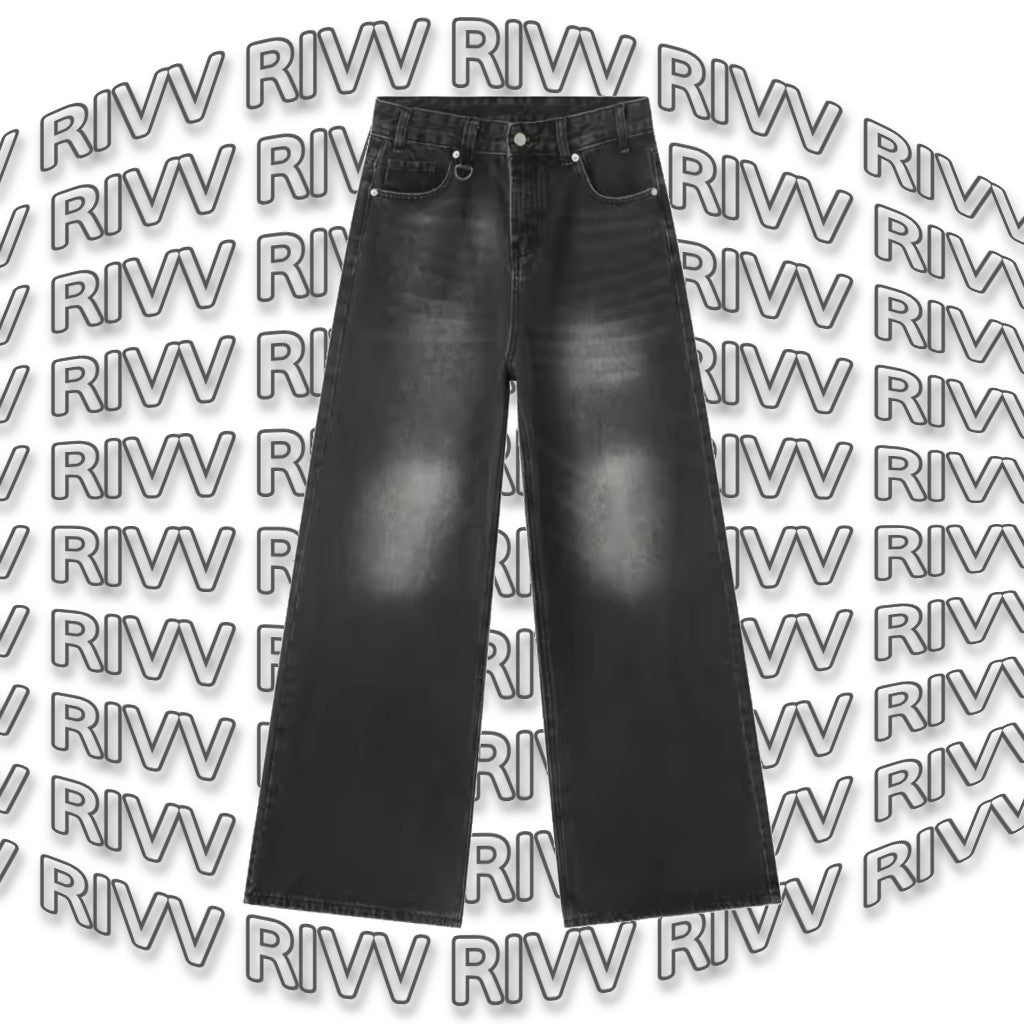 Mens Baggy Washed Black Denim