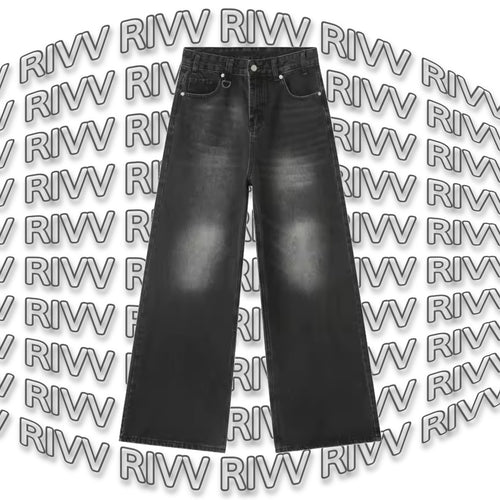 Mens Baggy Washed Black Denim