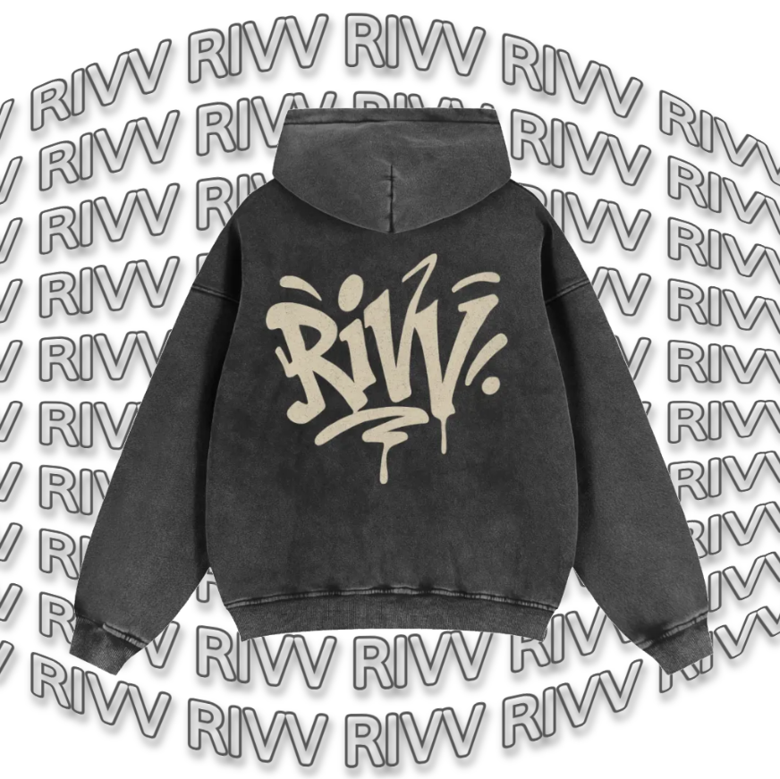 RIVV Cropped Zip Black Wash