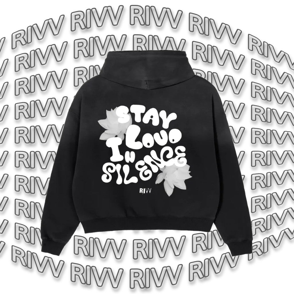 RIVV Stay Loud In Silence Frayed Sunfade Boxy Hoodie